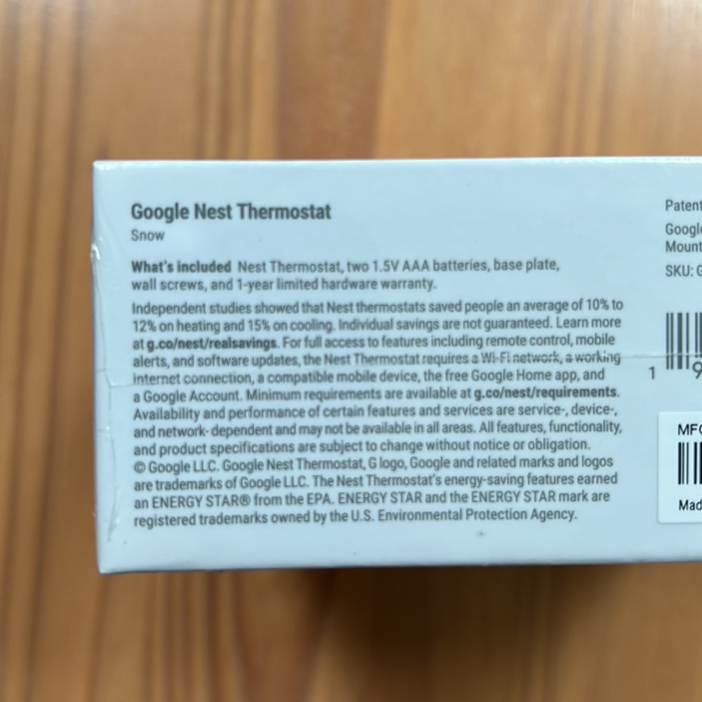 Google Nest Thermostat (Brand New in box) - Picture 5 of 5